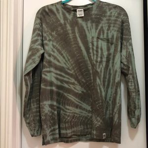 PINK long sleeve green tie dye shirt